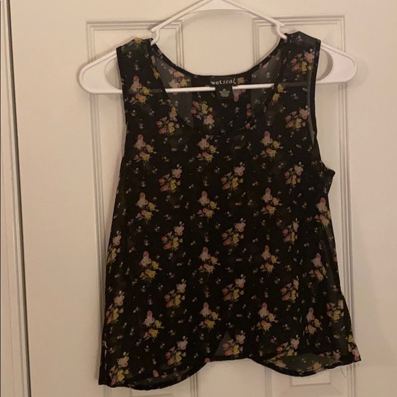 Wet Seal XS Open Back Floral Print Flowy Top - Picture 1 of 5
